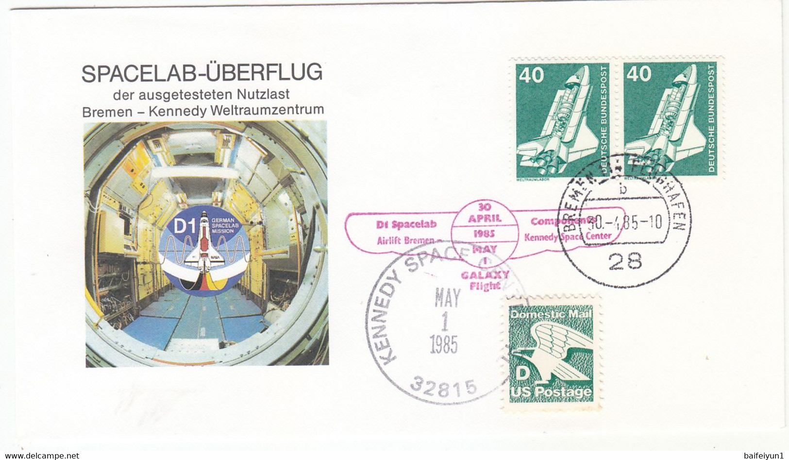 1985 USA  Space Shuttle Challenger STS-51B  Mission And Spacelab  Commemorative Cover - Noord-Amerika