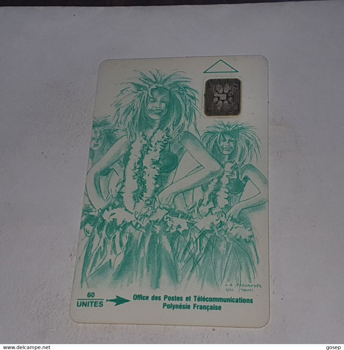 French Polynesia-(F0008A)-vahine Green-(1)-(36206)-(60units)-(tirage-90.000)-used Card+1card Prepiad Free - Polynésie Française