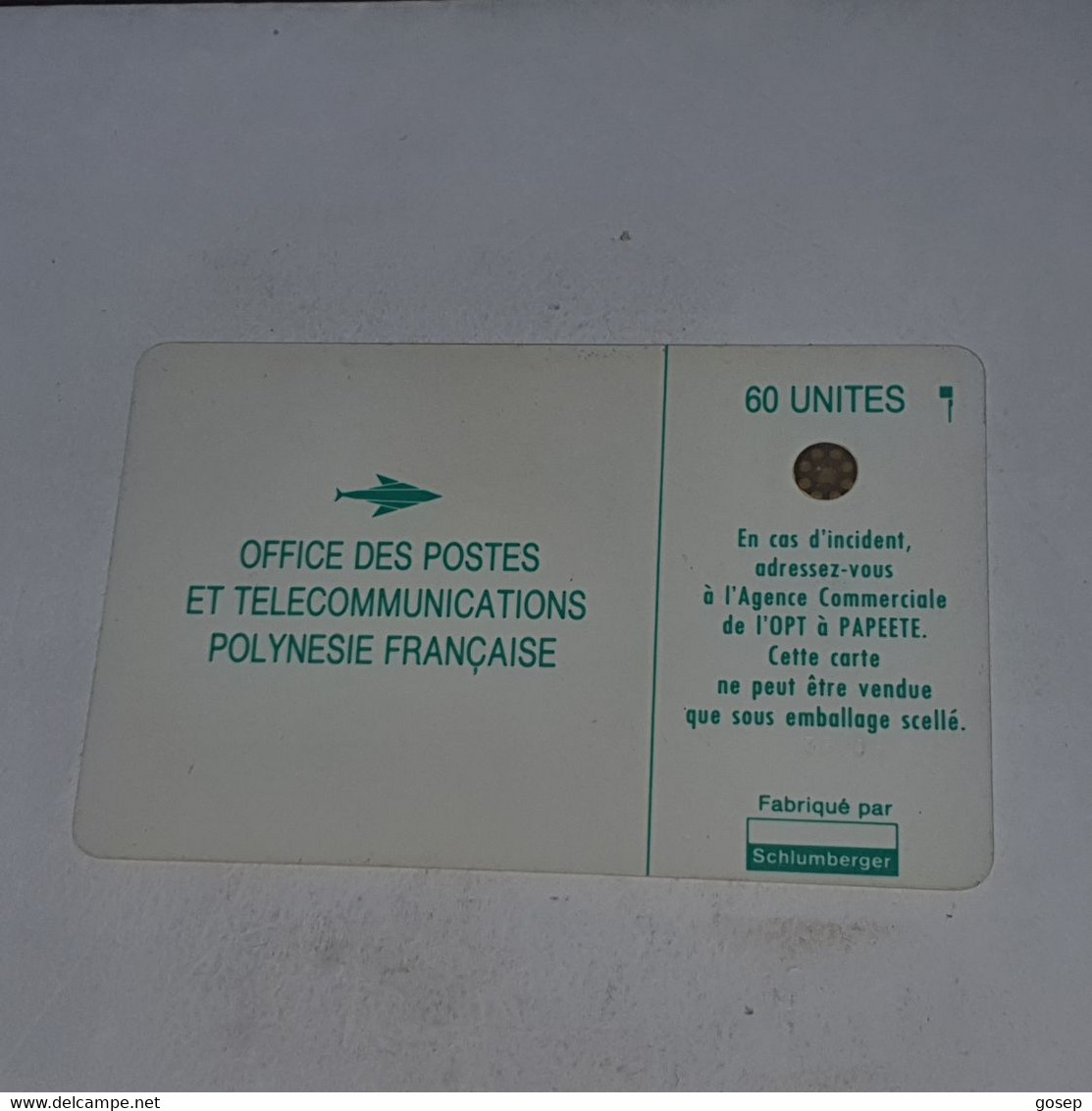 French Polynesia-(F0008A)-vahine Green-(1)-(36206)-(60units)-(tirage-90.000)-used Card+1card Prepiad Free - Polynésie Française