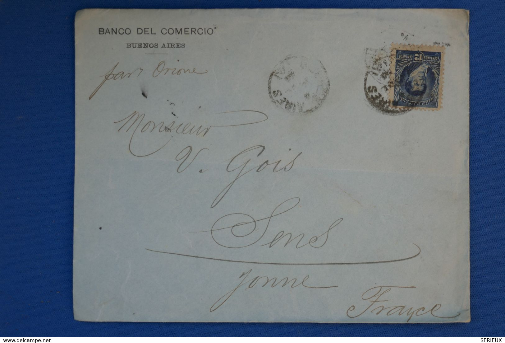 N26 ARGENTINA BELLE LETTRE 1896 BUENOS AIRES POUR SENS FRANCE + AFFRANCHISSEMENT INTERESSANT - Storia Postale