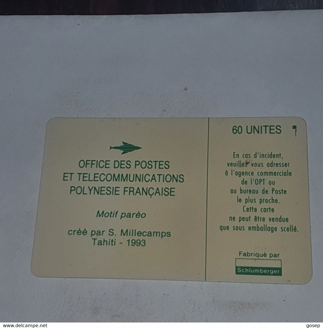 French Polynesia-(FP0018A)-motip Pareo-(3)-(00479)-(60units)-(tirage-60.000)-used Card+1card Prepiad Free - Polynésie Française