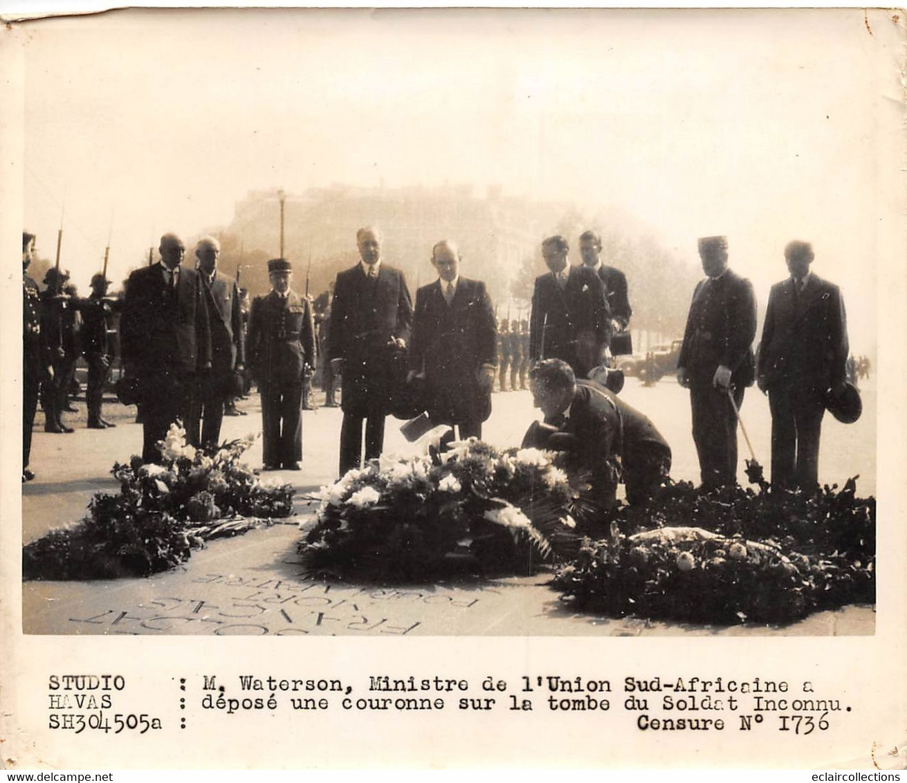 Photographie    South Africa. M Waterson Ministre Sur La Tombe Du Soldat Inconnu A Paris     (voir Scan Et Commentaires) - Zonder Classificatie