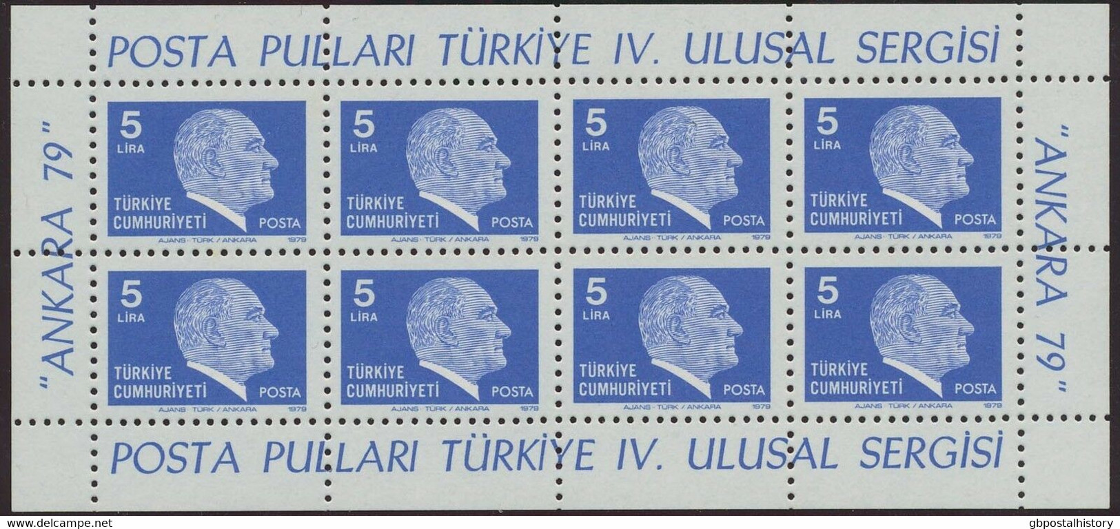 TÜRKEI 1979 Atatürk 5L Nationale Briefmarkenausstellung Ankara Postfr. Kab.-Klbg - Ungebraucht