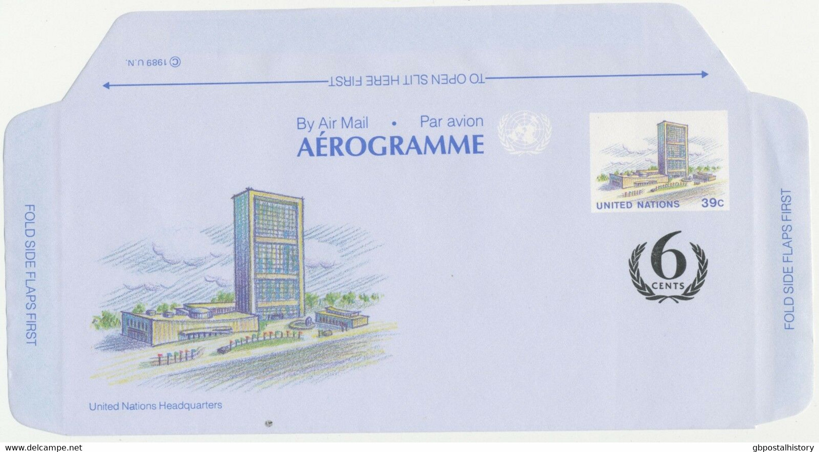 UNITED NATIONS NEW YORK 1989, 39 C + 6 C Provisional Aerogram Unused, Only 35,563 Issued, R! - Nuevos