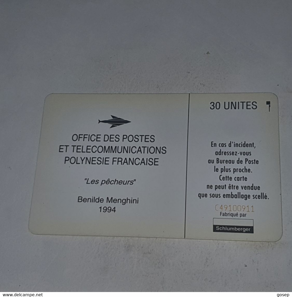 French Polynesia-(FP0025A)-benilde Menghini-(4)-(C49100911)-(30units)-(tirage-50.000)-used Card+1card Prepiad Free - Polynésie Française