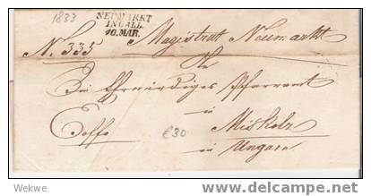 A-V085 / OESTERREICH – 1833 – Neumarkt/Gallizien (Stempe Kaschau Rückseitig) - ...-1850 Voorfilatelie