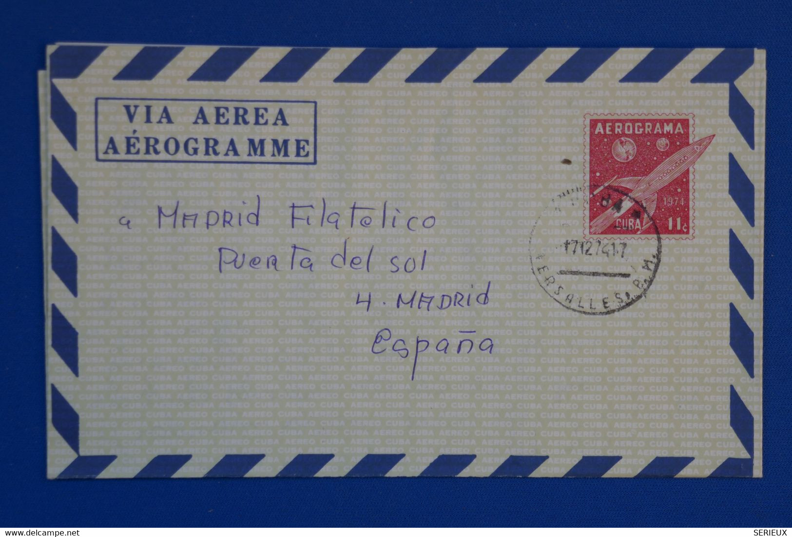 N26 CUBA BELLE LETTRE 1974 PAR AVION  POUR MADRID ESPANA + AFFRANCHISSEMENT INTERESSANT - Posta Aerea