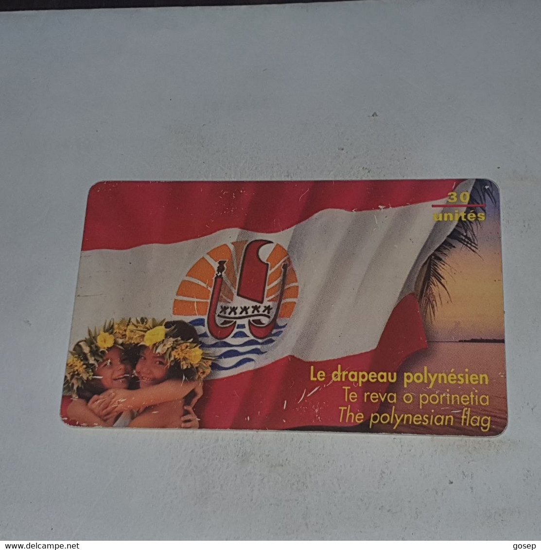 French Polynesia-(FP074)-flag-(10)-(A980654779)-(30units)-(tirage-60.000)-used Card+1card Prepiad Free - Polynésie Française