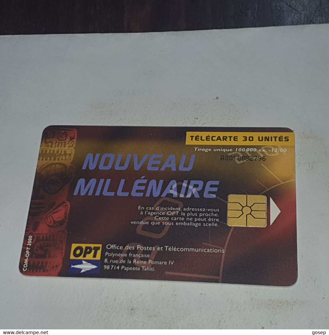 French Polynesia-(FP107/1)nouveau Millenaire-(17)(A0010082796)-(30units)-(tirage-100.000)-used Card+1card Prepiad Free - Polynésie Française