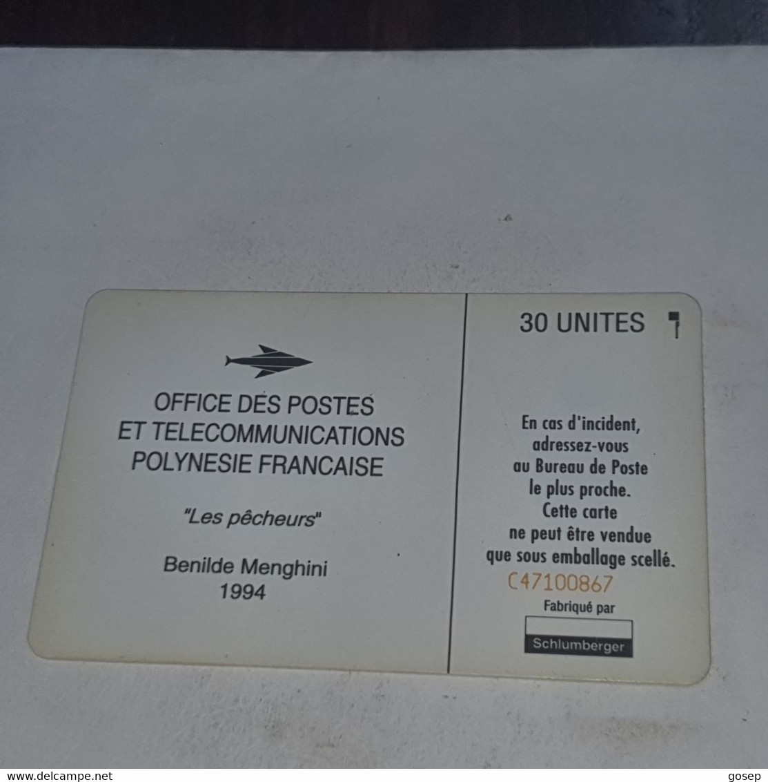 French Polynesia-(FP-?)office Des Postes-(19)(C47100867)-(30units)-(tirage-?)-used Card+1card Prepiad Free - Polynésie Française