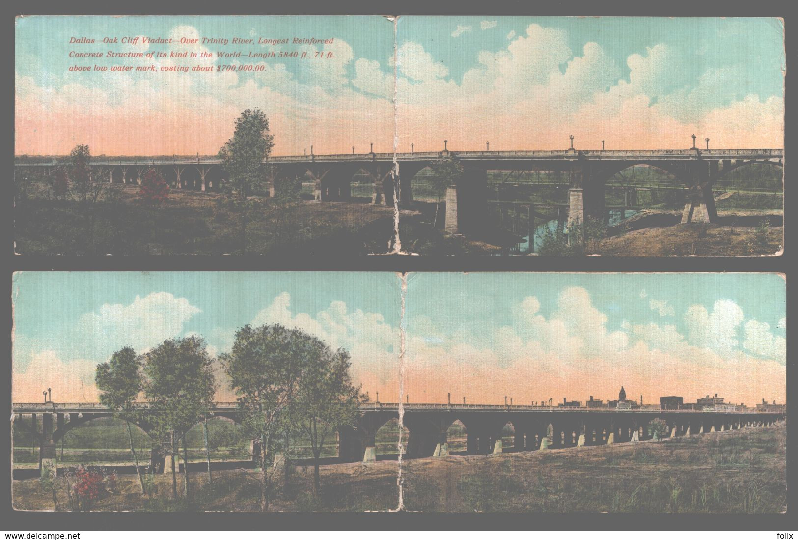 Dallas - Oak Cliff Viaduct Over Trinity River - Four-panel (seperated Two Parts) - Dallas