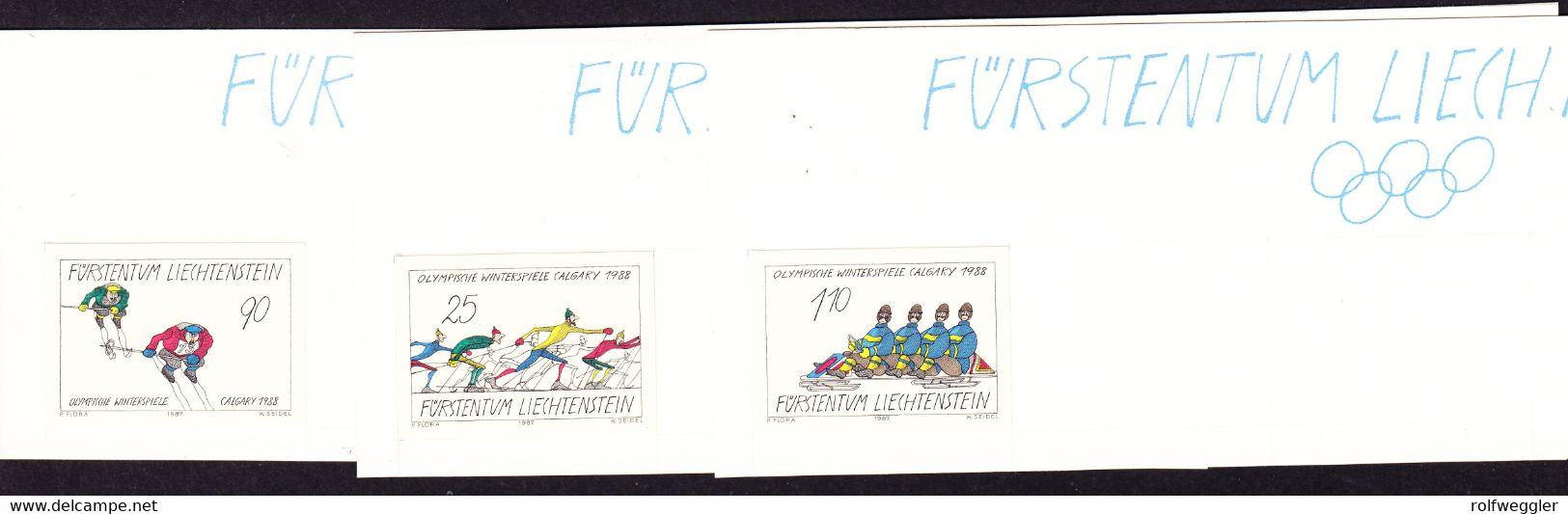 1987 Olympische Winterspiele Calgary. Komplete Ungezähnte Serie Auf Archiv-Karten. Unikat. Langlauf, - Prove E Ristampe