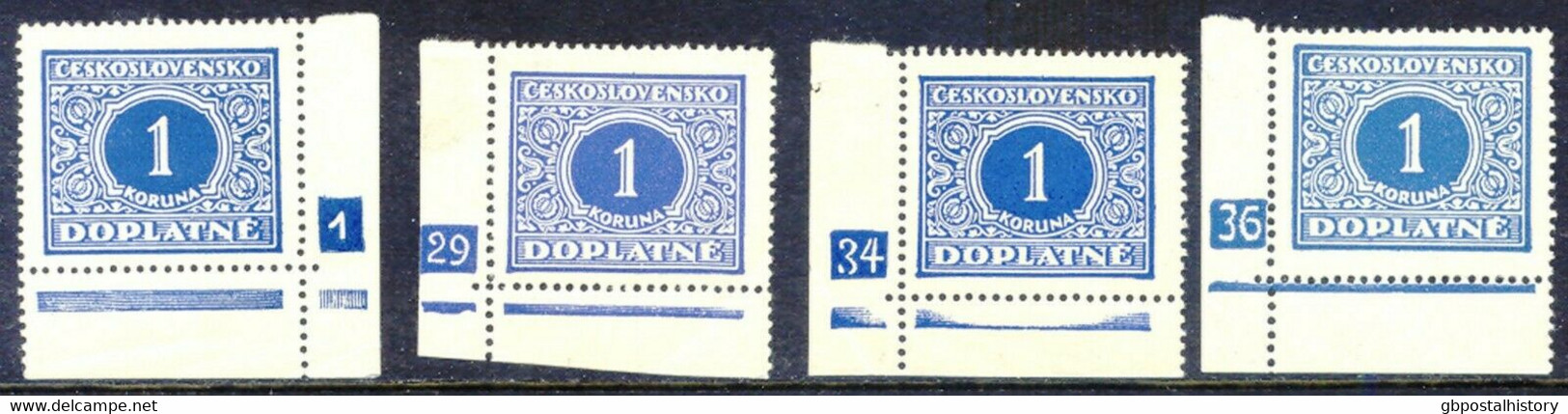 TSCHECHOSLOWAKEI PORTO 1928 Portomarken 10 Postfr. Pra.-Stücke PLATTEN-NR ABART - Postage Due