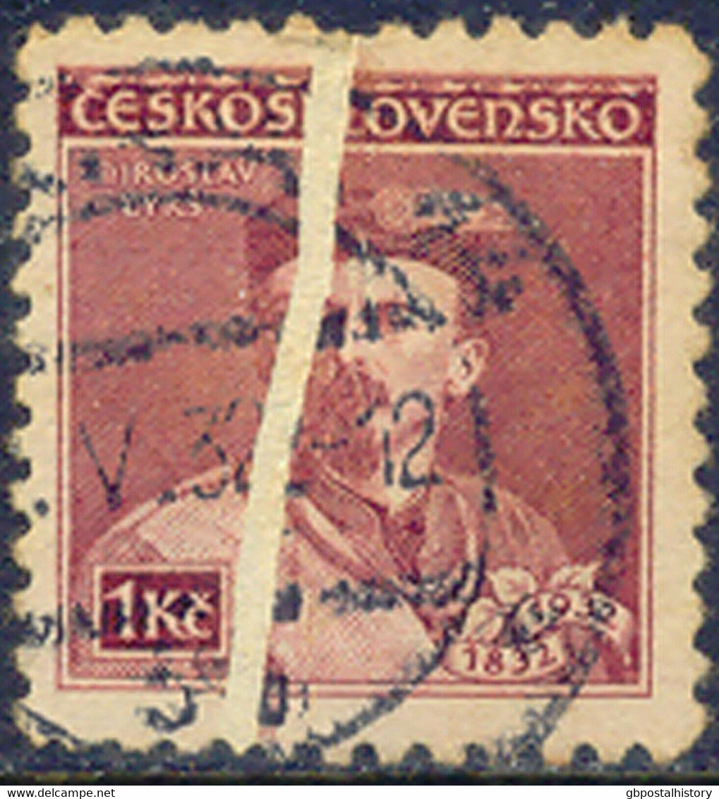 TSCHECHOSLOWAKEI 1932 100.Geburtstag Miroslav Tyrs 1 Kc. Gest. ABART RR!! - Errors, Freaks & Oddities (EFO)