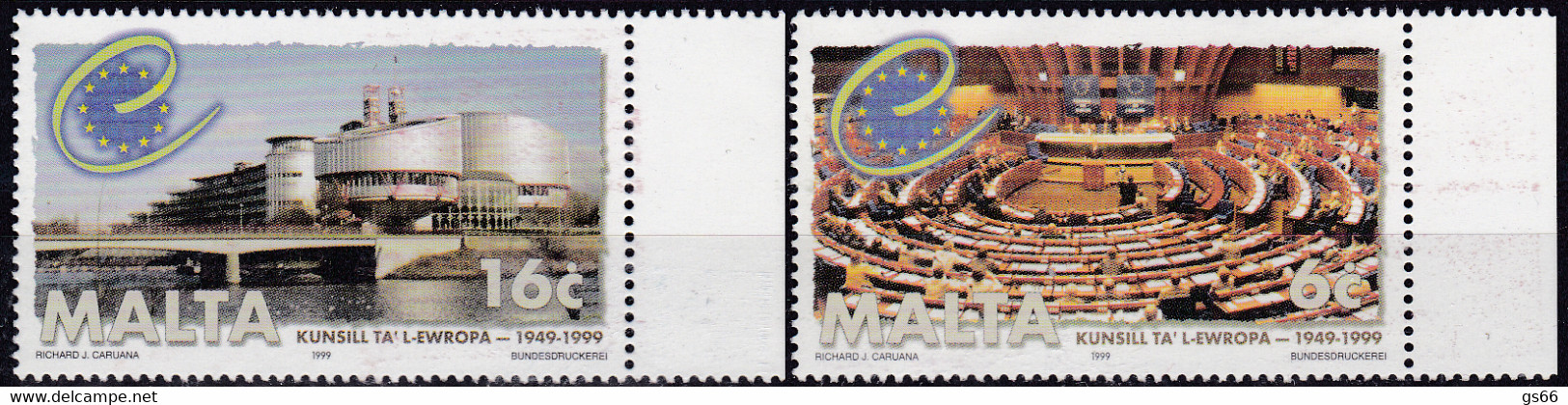 Malta 1999, 163/64,  MNH **,  50 Jahre Europarat - Malta