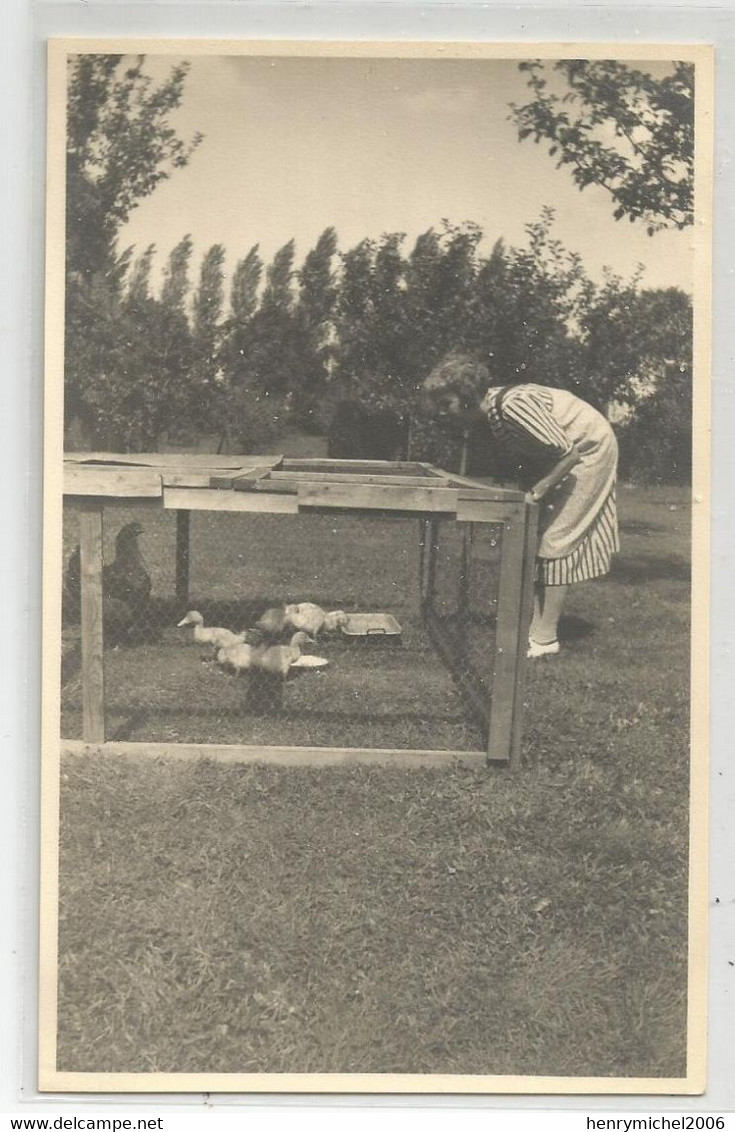 Carte Photo   Belgique Vezin ( Namur Andenne ) Ferme Fillette Et Poulailler - To Identify