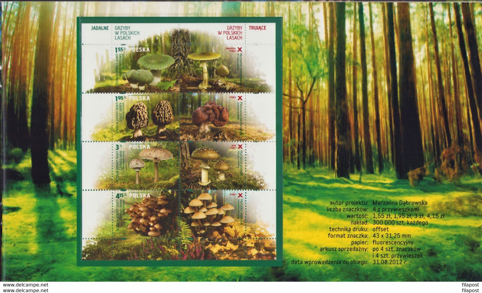 POLAND 2012 Booklet / Edible And Poisonous Mushrooms In Polish Forests / Full Sheet MNH** + 2 X FDC FV - Postzegelboekjes