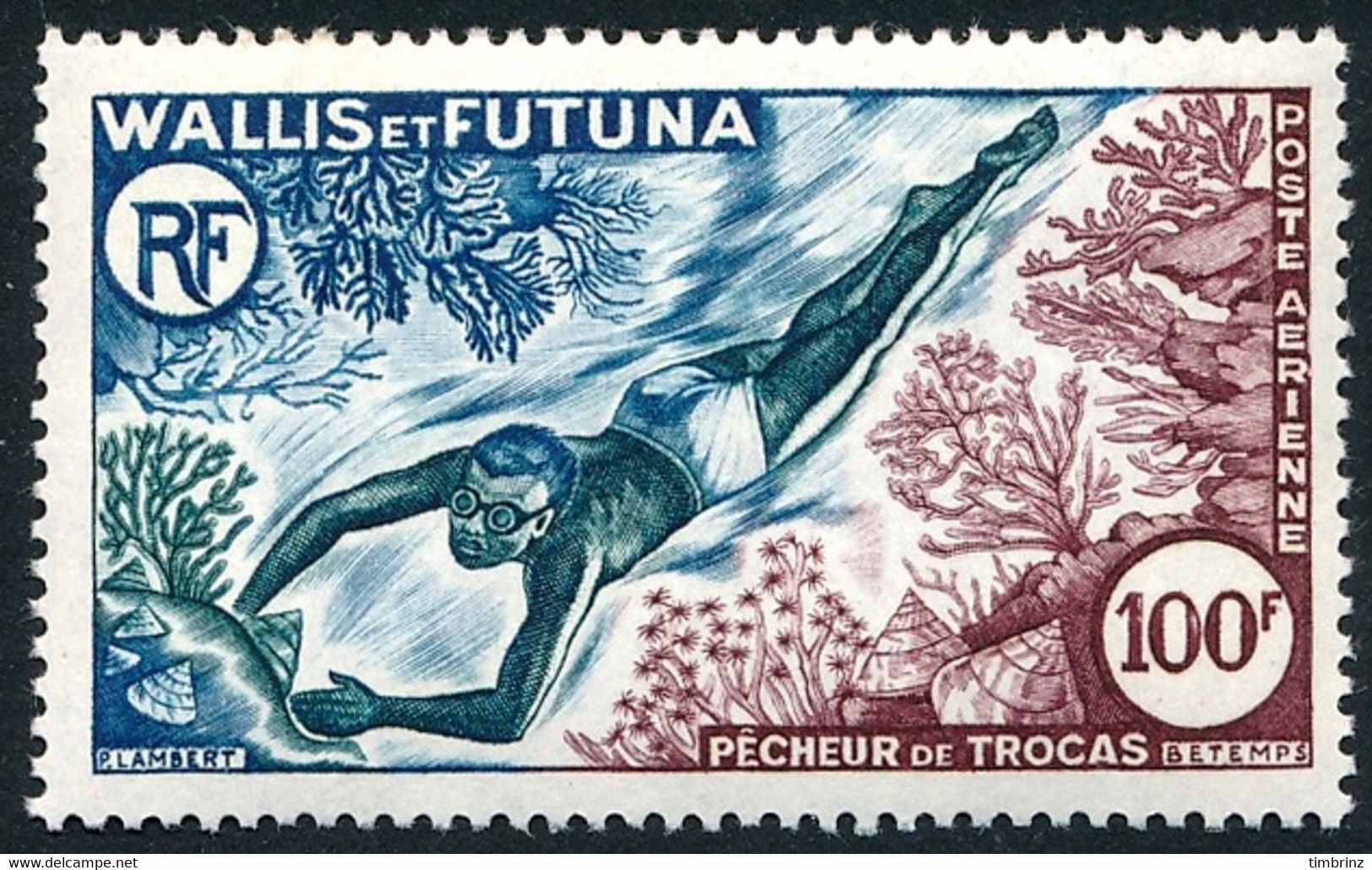 WALLIS ET FUTUNA 1962 - Yv. PA 19 **   Cote= 23,50 EUR - Pêcheur De Trocas  ..Réf.W&F23141 - Unused Stamps