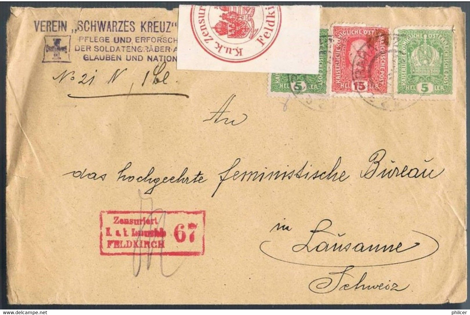 Austria, 1917, Para Lausanne - Briefe U. Dokumente