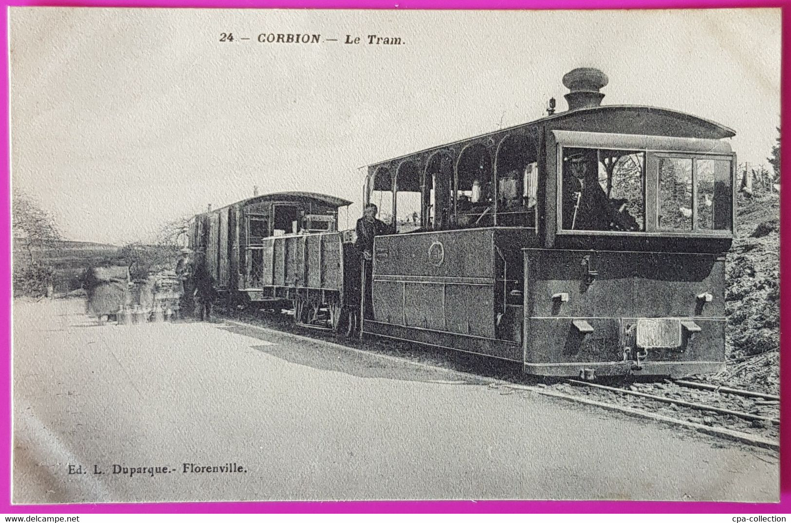 Cpa Corbion Le Tram Tramway Gare Halte Train Carte Postale Belgique Province Luxembourg Rare Proche Bouillon - Bouillon