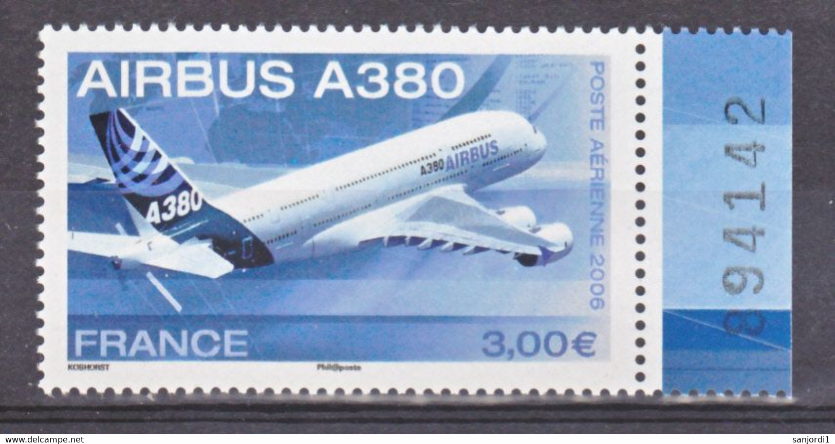 France PA  69a Airbus A380  2006  Neuf ** TB MNH Sin Charnela Faciale 3 - 1960-.... Postfris