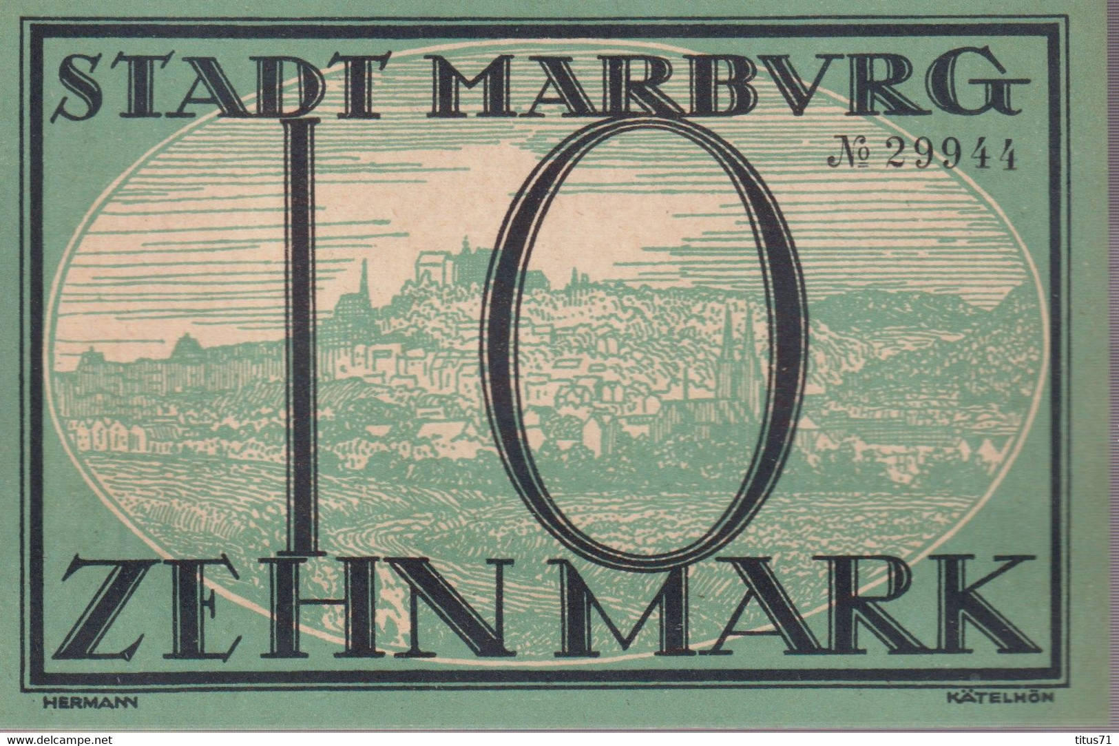 Notgeld Allemagne 10 Mark Marburg / Marbourg 1918 SUP - Collections
