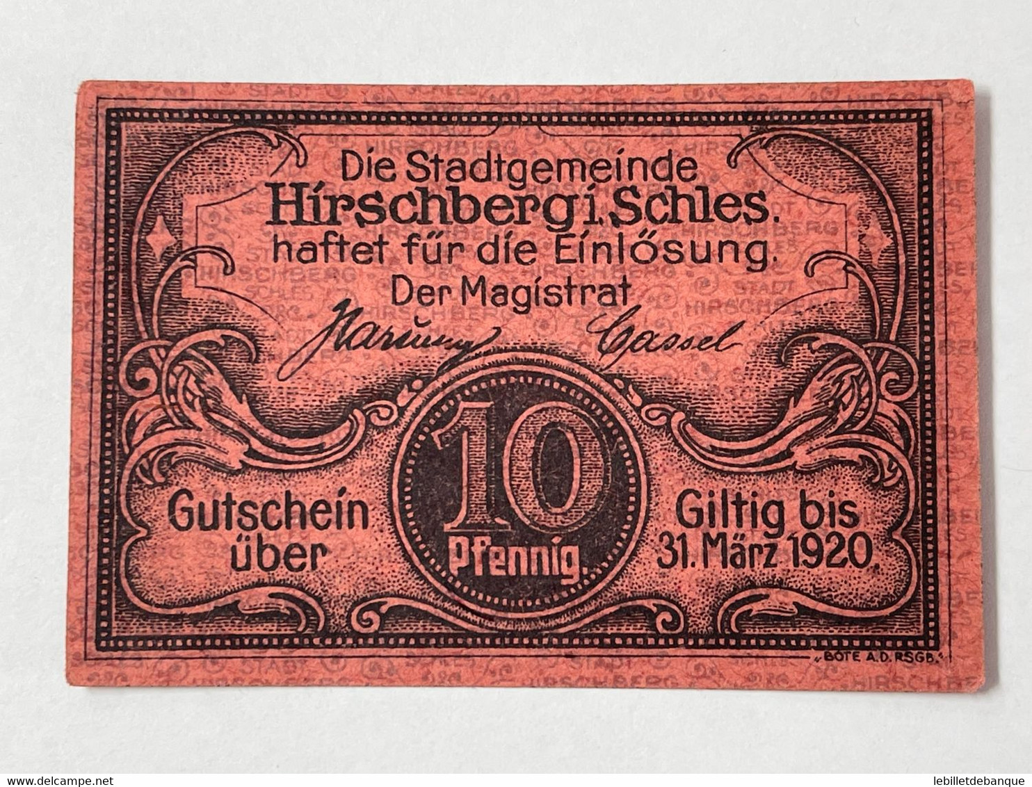 Allemagne Notgeld Hirschberg 10 Pfennig - Collezioni