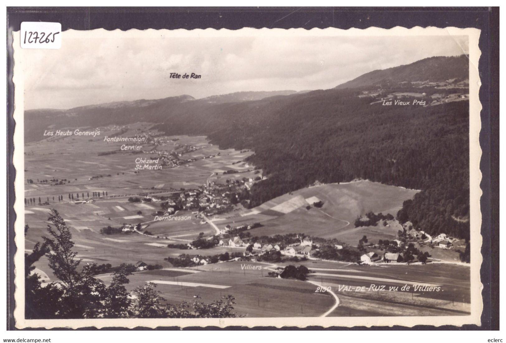 VAL DE RUZ VU DE VILLIERS - B ( PETIT PLI D'ANGLE ) - Villiers