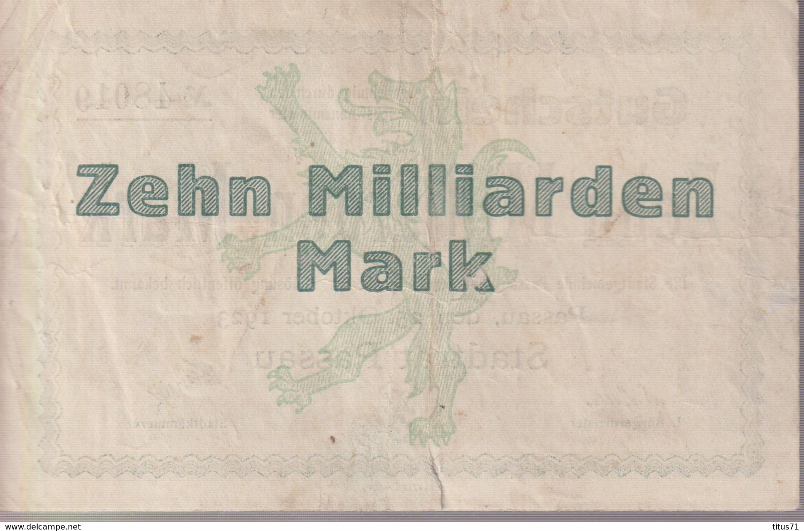 Notgeld Allemagne 10 Milliarden Mark / 10 Milliards De Mark - Passau - 25/10/1923 - Bon état - Sammlungen