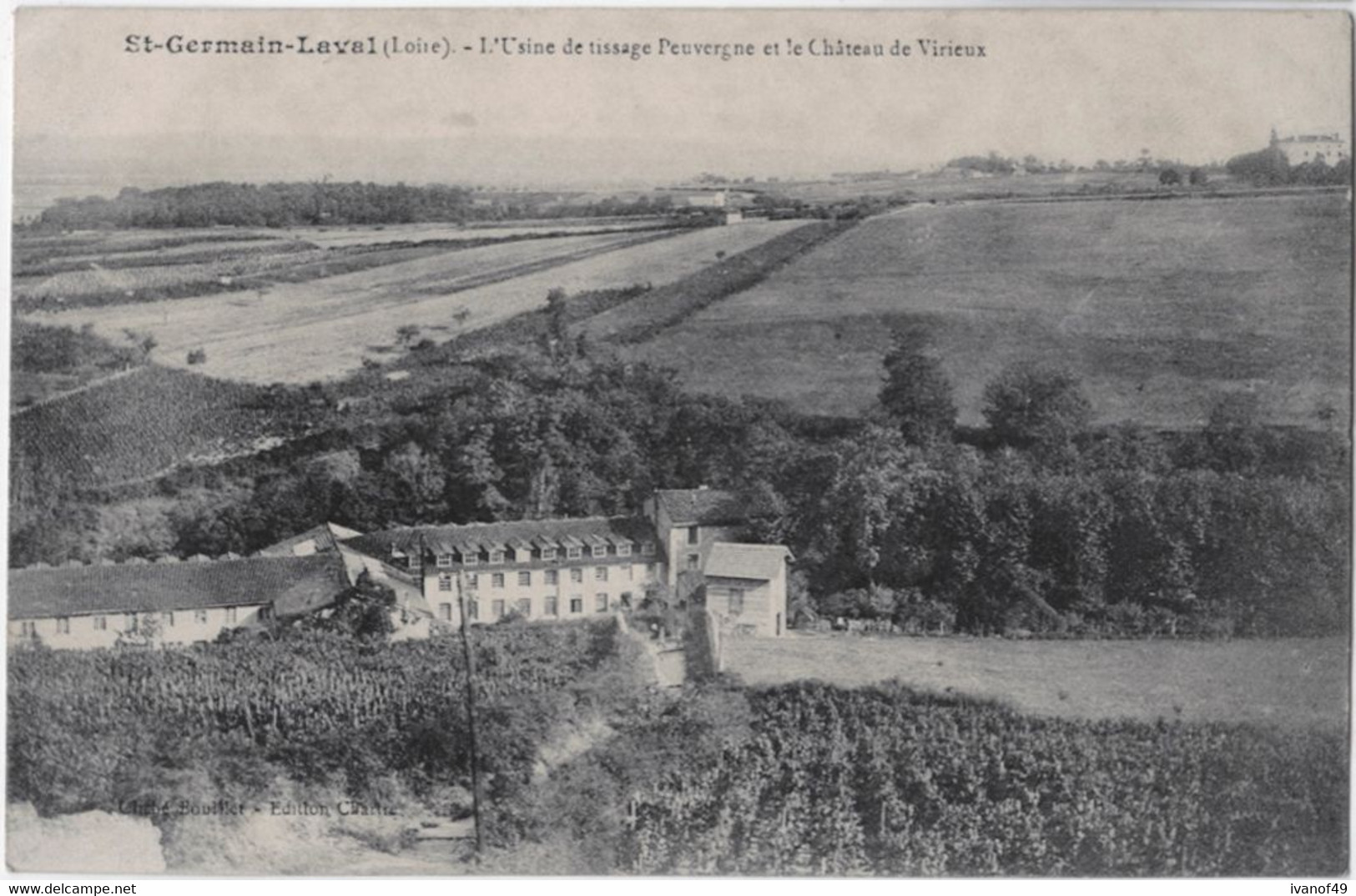 42 - ST GERMAIN-LAVAL - CPA - L'usine De Tissage Peuvergne Et Le Château De Virieux - - Saint Germain Laval