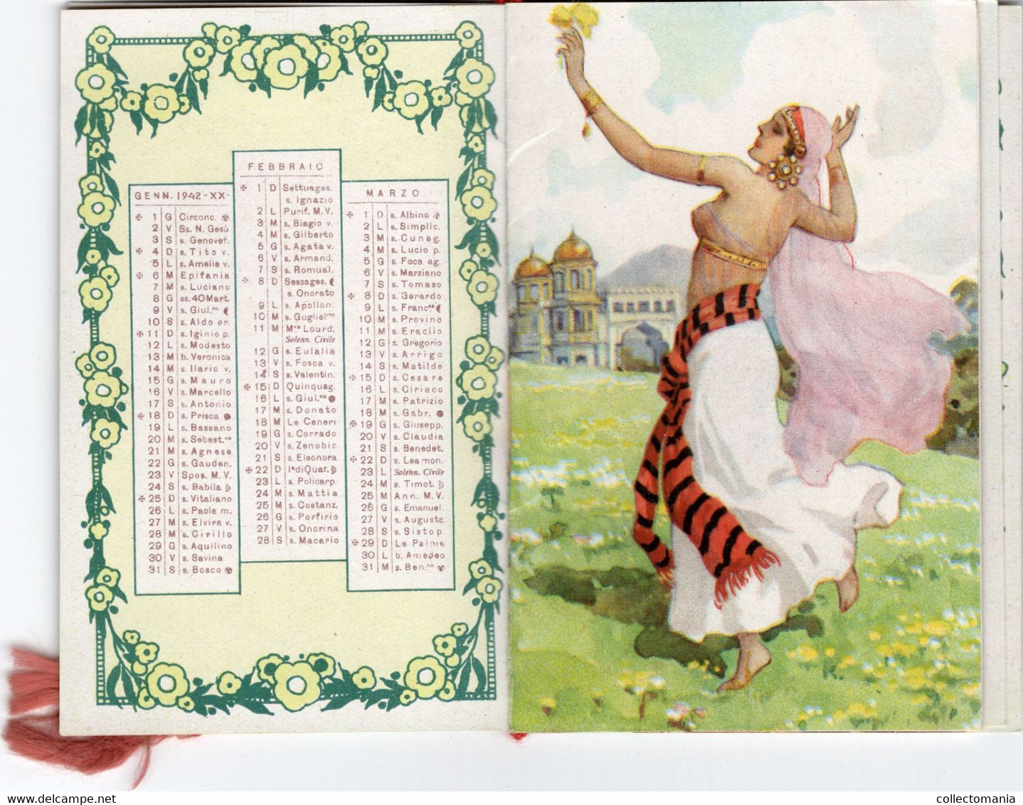 1 Carnet Booklet Calendrier  1942  Donne In Fiore Perfumed Almanac  Pietro Di Matteo NAPOLI  6x9 Cm - Small : ...-1900