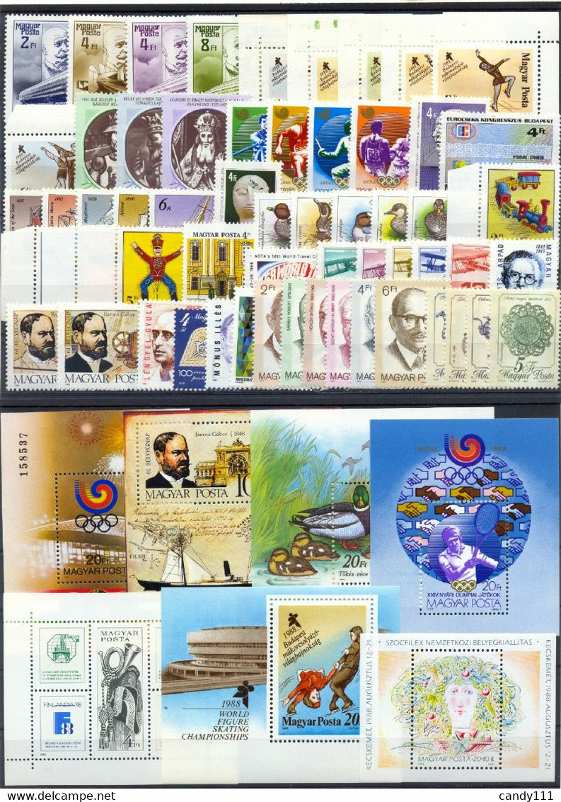 1988 Hungary,Ungarn,Hongrie,Ungheria,Complete Year Set=58 Stamps+7s/s,CV$100,MNH - Full Years