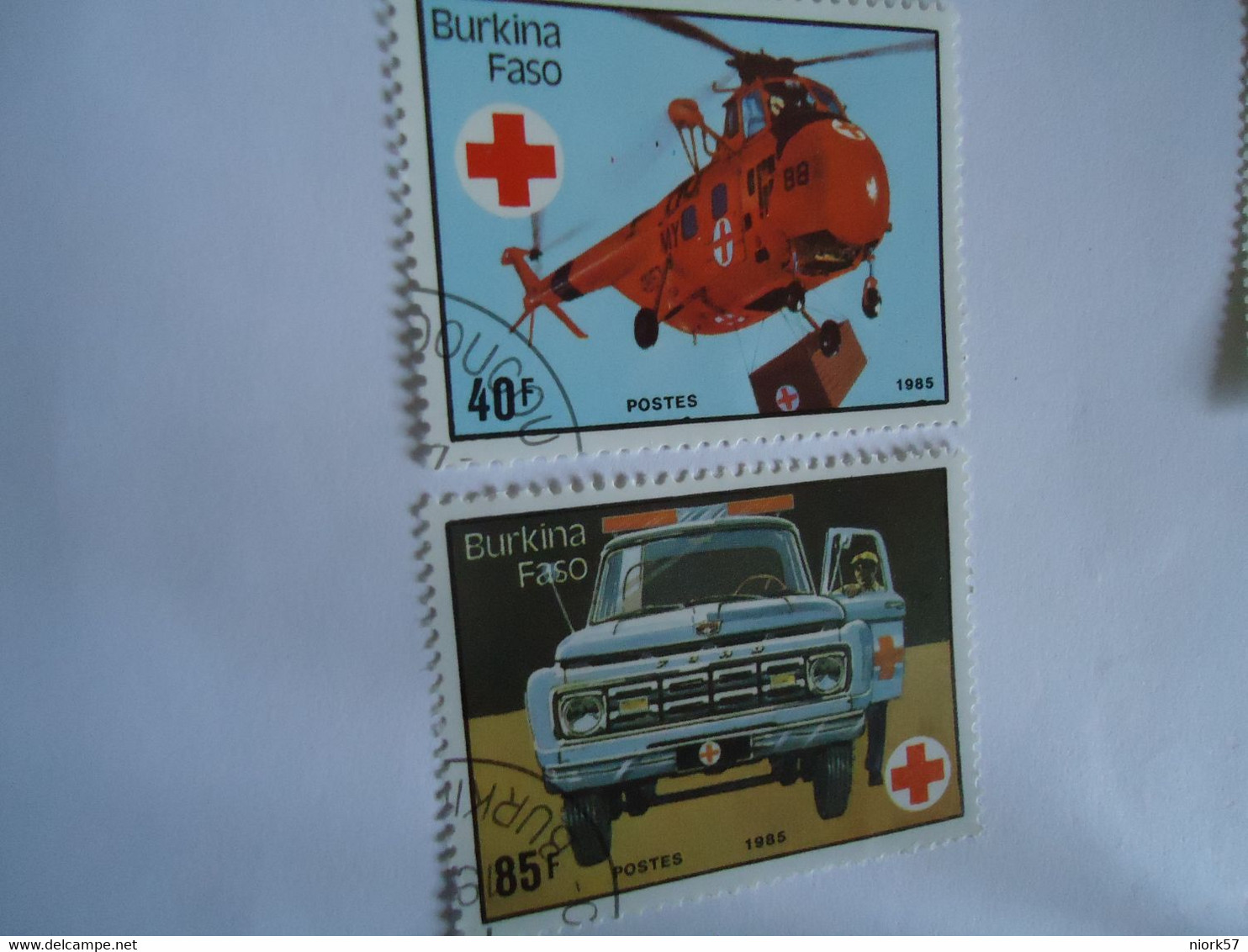 BURKINA FASO USED  STAMPS RED CROSS   CARS   HELICOPTER - Burkina Faso (1984-...)