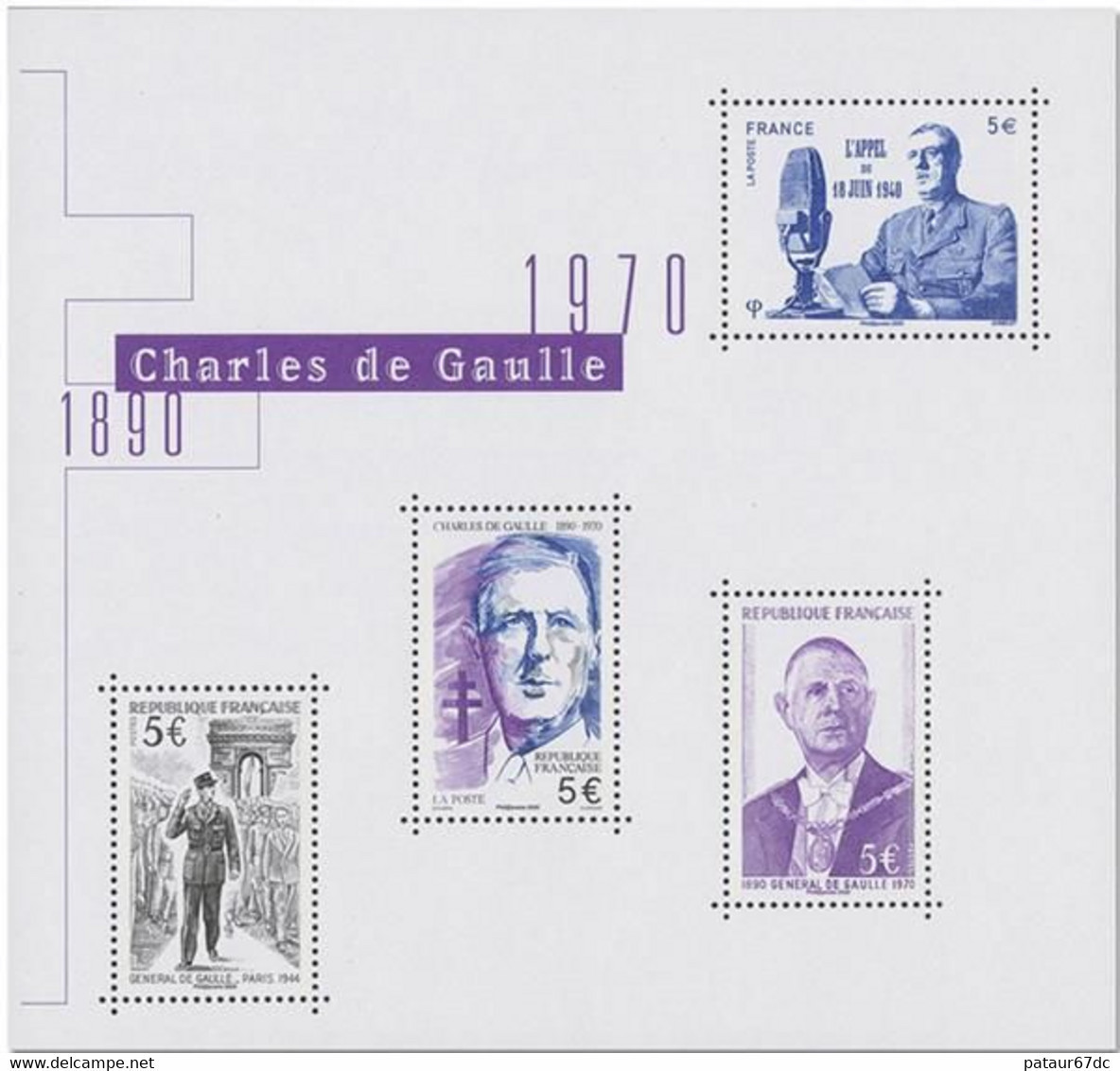 FRANCE / 2020 / Y&T N° 5446/5449 ** Bloc Ou F5446 ** (Feuillet "De Gaulle) X 1 - Nuovi