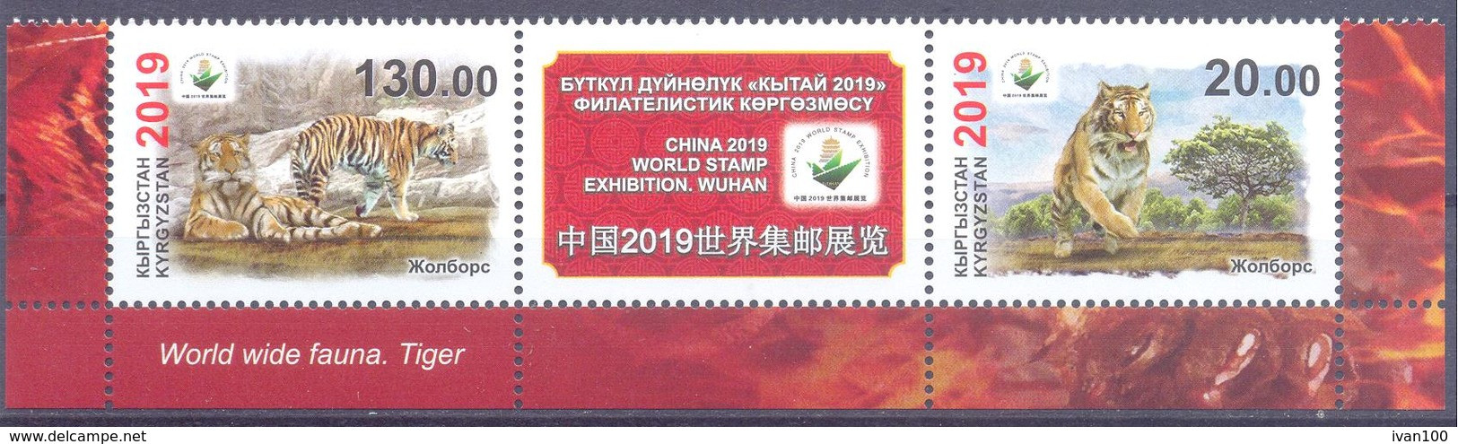 2019. Kyrgyzstan, Fauna, Tiger, World Stamp Exhibition China'2019, 2v Perforated, Mint/** - Kyrgyzstan