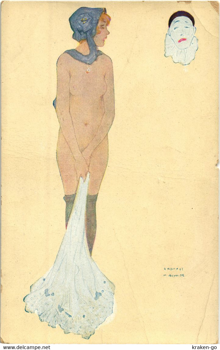 CPA RAPHAEL KIRCHNER - Woman With Pierrot Mask - NV - K051 - Piccolo Difetto Al Margine! - Kirchner, Raphael