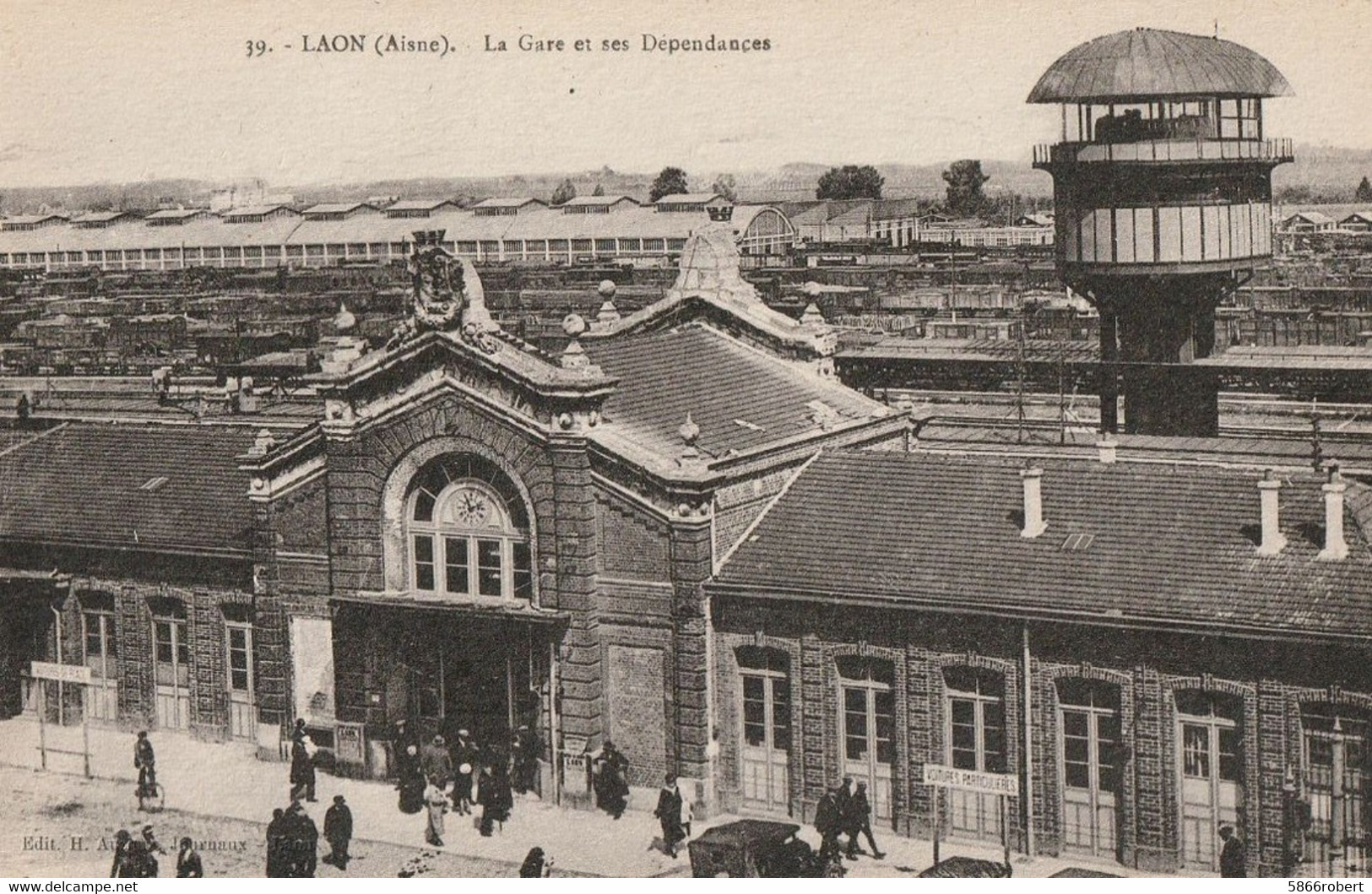 CARTE POSTALE ORIGINALE ANCIENNE LAON LA GARE ET SES DEPENDANCES POSTE AIGUILLAGES TRIAGE ET ATELIERS ANIMEE ANIMEE (02) - Stazioni Senza Treni