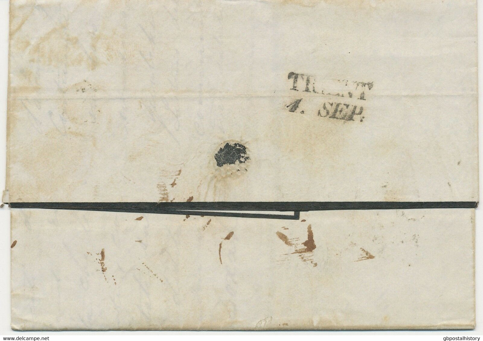 GB 1849 Int. Unfree Stampless VFU Taxed Cover (hw. "32" In Black) TRENTO, TIROLO - Covers & Documents