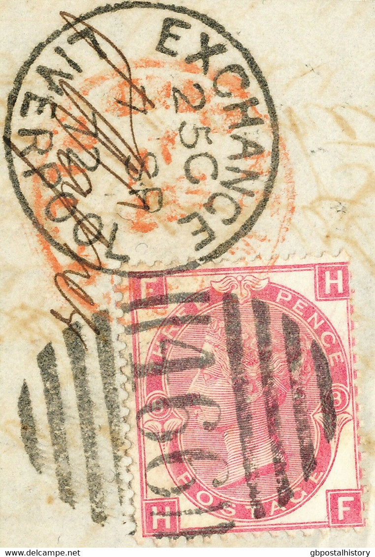 GB 1872 QV 3D Rose Pl.7 (QI) + Pl.8 (HF) VFU Pieces "EXCHANGE / LIVERPOOL / 466" - Gebruikt