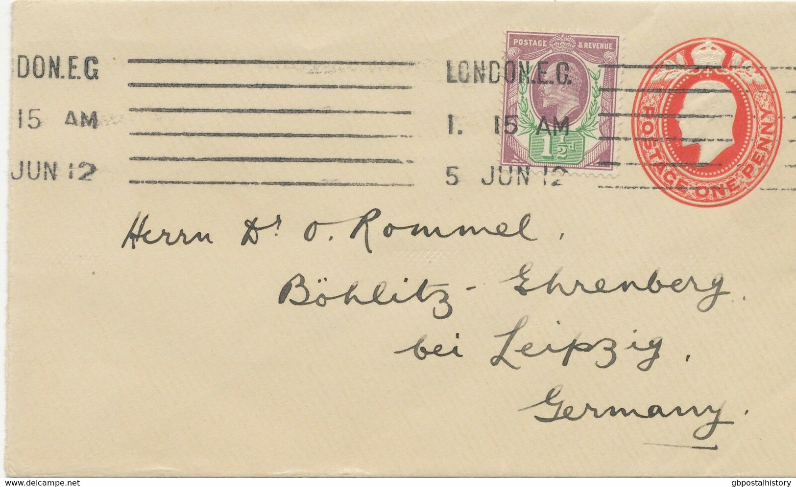 GB 1902/12 Edward VII 1 1/2d Normal Paper, Chalky Coated Paper, Somerset Print Each as Additional Franking On 3 PS Env - Lettres & Documents