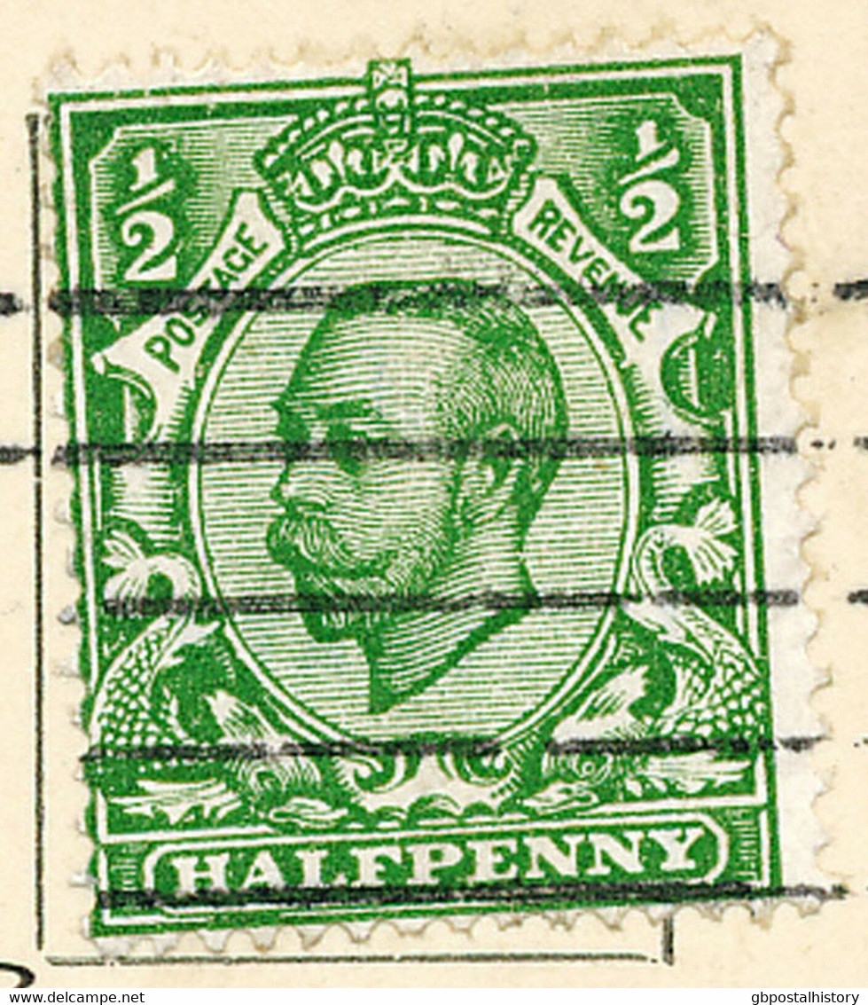 GB 1913 George V Downey Head Type IIB 1/2 D On Pc MAJOR VARIETY BROKEN FRAMELINE - Variedades, Errores & Curiosidades