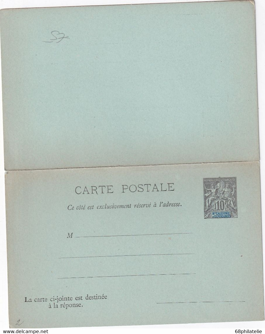 NOUVELLE-CALEDONIE     ENTIER POSTAL/GANZSACHE/POSTAL STATIONARY   CARTE AVEC REPONSE - Interi Postali