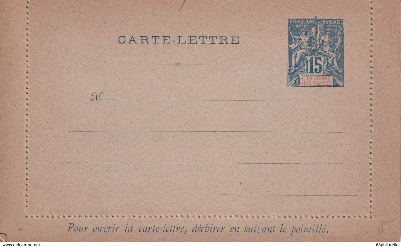 NOUVELLE-CALEDONIE   ENTIER POSTAL/GANZSACHE/POSTAL STATIONARY  CARTE-  LETTRE - Postwaardestukken