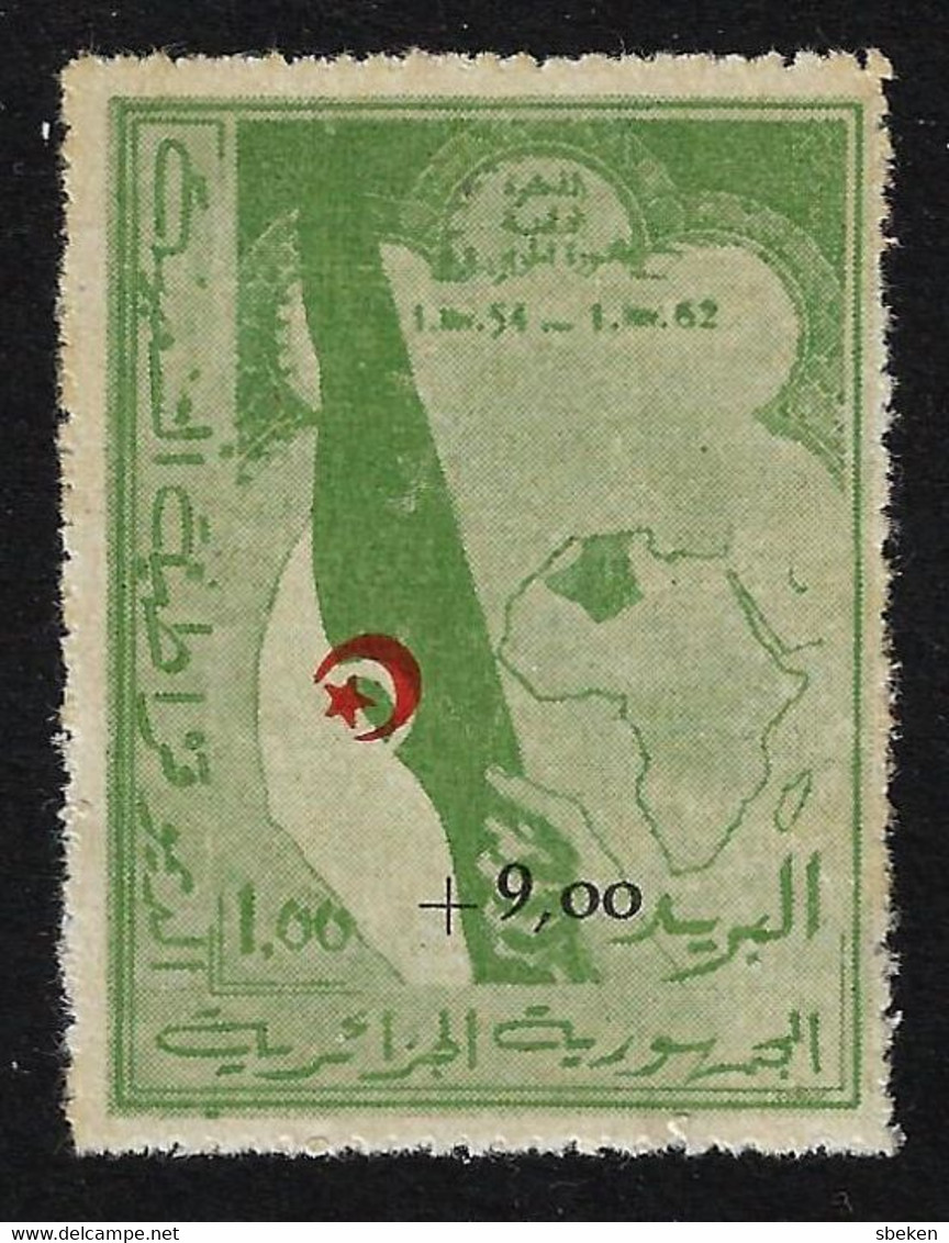 ALGERIE 1962 - YT363A** - 1f + 9f Vert Et Rouge - Au Profit Des Enfants Des Chouhadas - Signé - Algeria (1962-...)