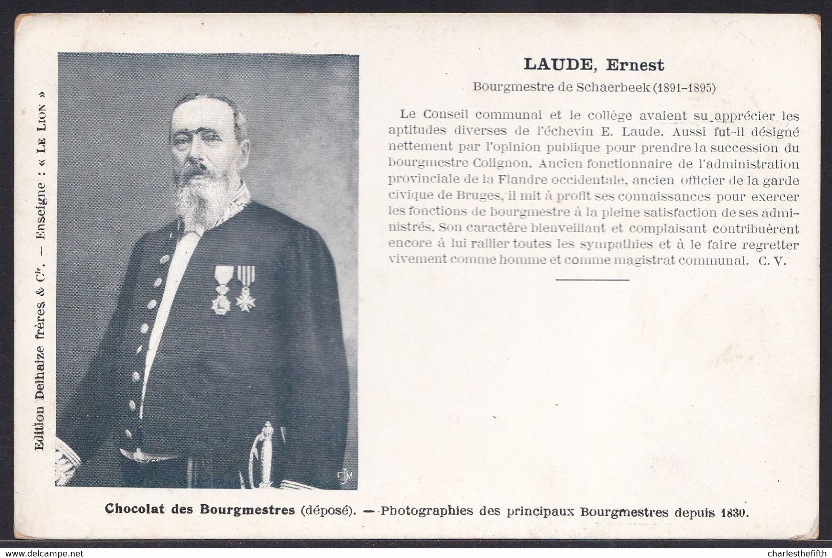 PRECURSEUR CPA * BOURGMESTRE SCHAARBEEK 1891-1895 - LAUDE ERNEST * édition Rare ! - Schaarbeek - Schaerbeek