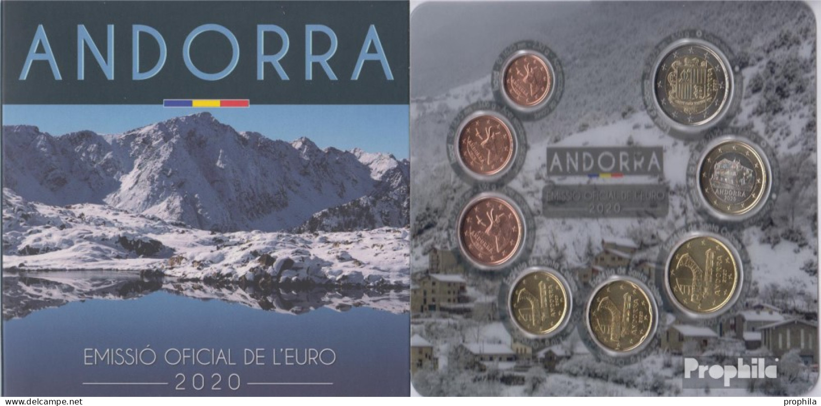 Andorra 2020 Stgl./unzirkuliert Amtlicher Kursmünzensatz Stgl./unzirkuliert 2020 Euro Nachauflage Im Folder - Andorre
