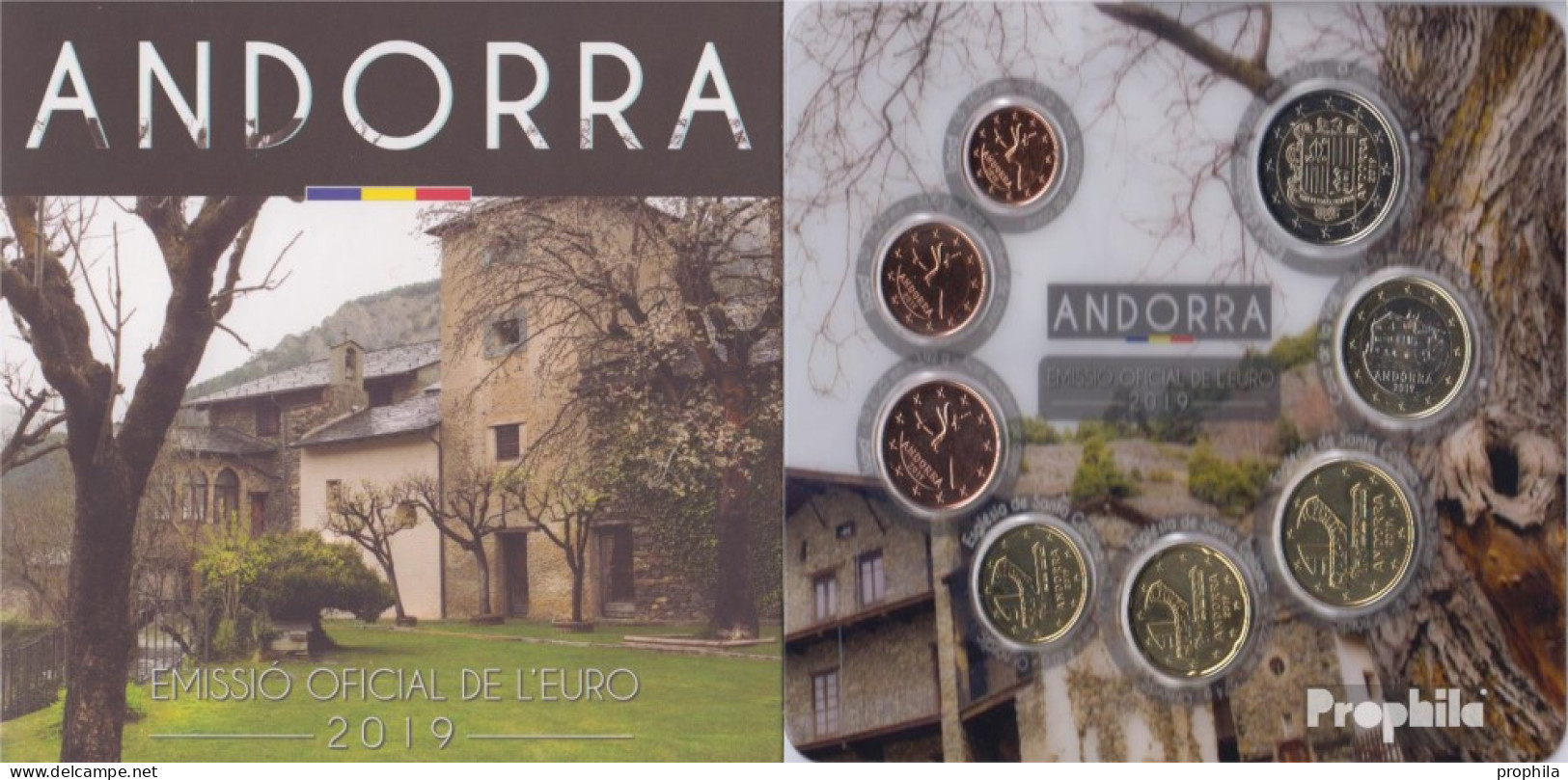 Andorra 2019 Stgl./unzirkuliert Amtlicher Kursmünzensatz Stgl./unzirkuliert 2019 Euro Nachauflage Im Folder - Andorre