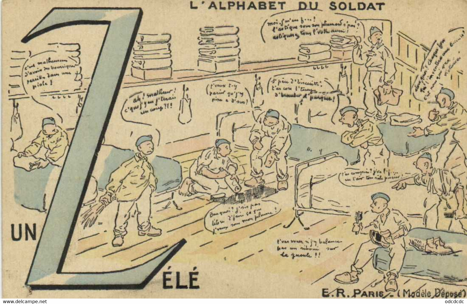 Militaria Humoristique L'ALPHABET DU SOLDAT  Un Zélé RVHALTE LA ! - Humor