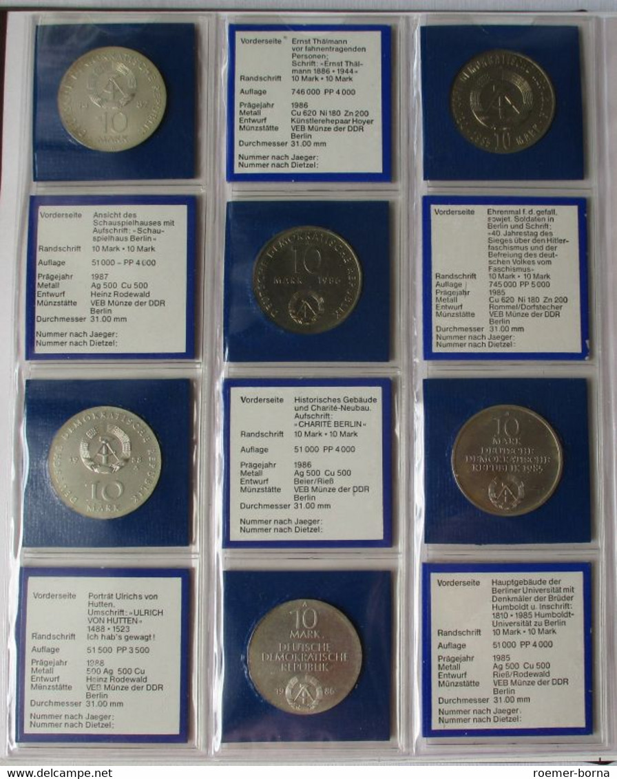 DDR Gedenkmünzensammlung komplett 123 Münzen Stempelglanz (123484)