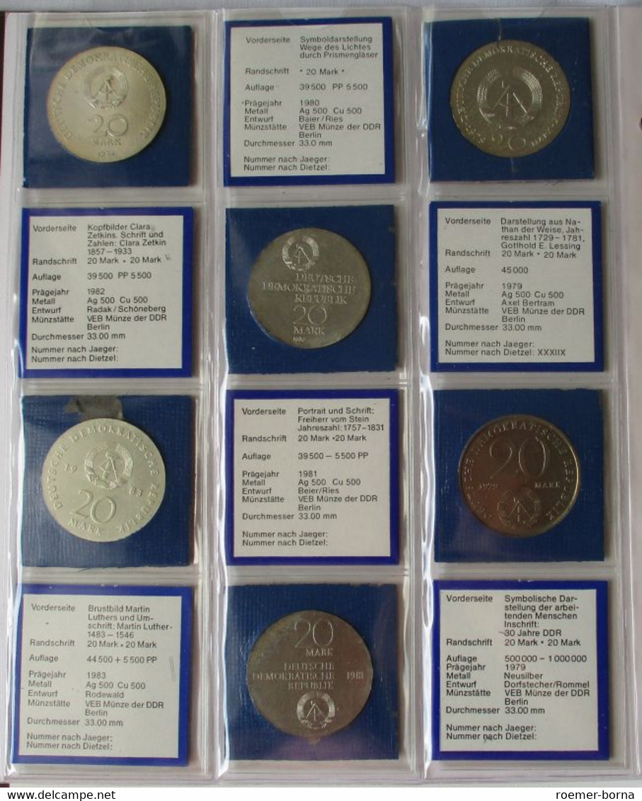 DDR Gedenkmünzensammlung komplett 123 Münzen Stempelglanz (123484)